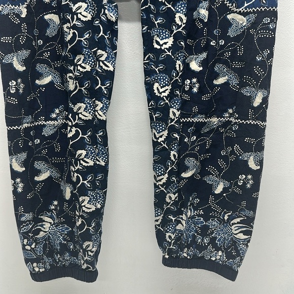 Ulla Johnson Suki Jogger Slouchy Pants Floral Cotton Stretch Navy Blue Size 6 - Picture 6 of 11